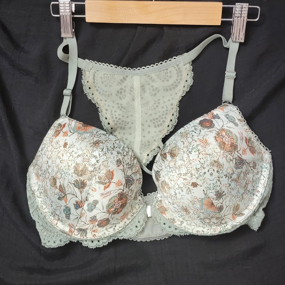 VGW- Victoria Secret  Dream Angel push up sage floral SIZE 34D. Lace Racerback